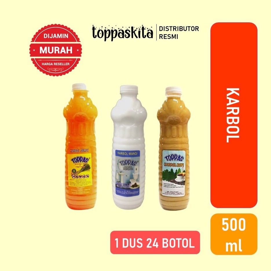 Toppas Karbol Sereh Pine Pinus Kopi 500ml / Pembersih Kamar Mandi &amp; Lantai Termurah