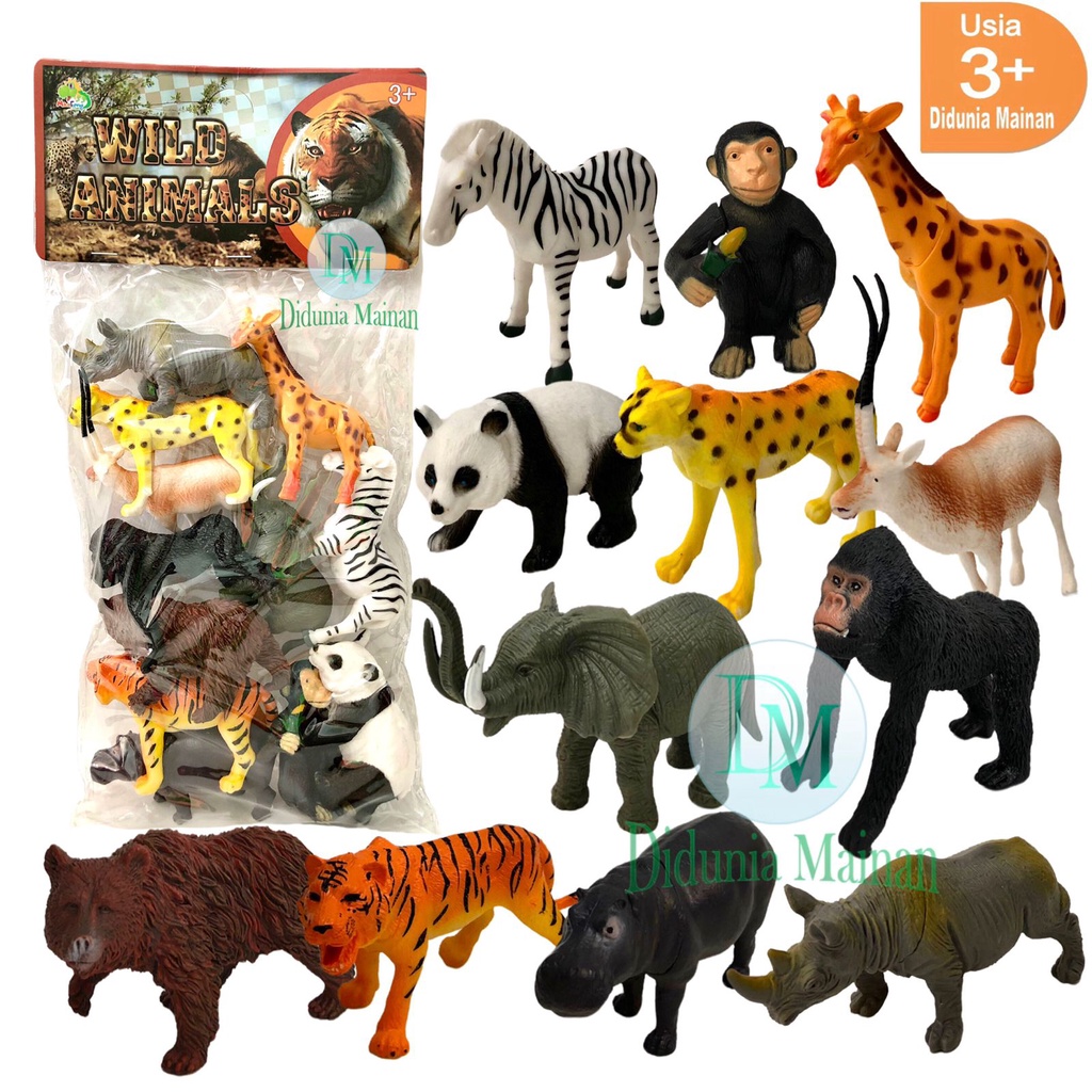 mainan hewan karet koleksi anak binatang set wild animal figure set