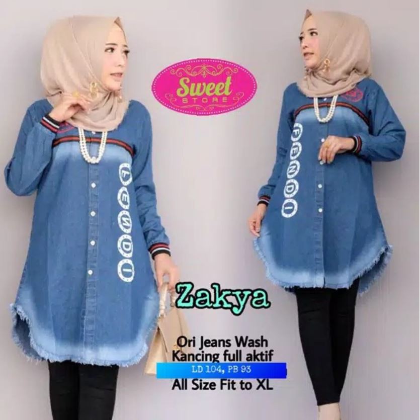 TUNIK MODIS!! ZAKYA TUNIK MATT JEANS WASH HQ