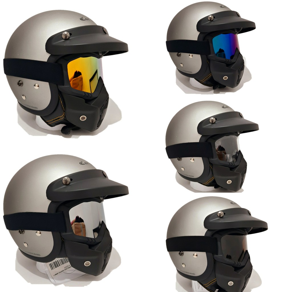 Helm Cargloss Silver Doff Dengan Goggle Mask