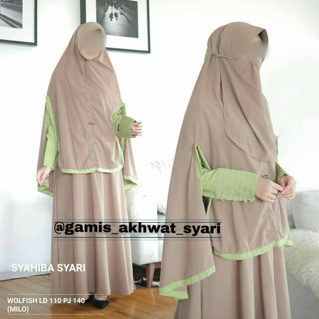 Syahibah syari gamis polos murah motif satu set cadar baju busana  muslimah wanita by royale hijab