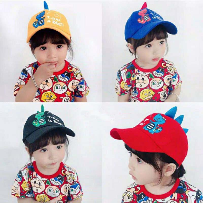 Topi Anak Dinosaurus T-Rex / Topi Dino Anak Baseball Bordir Nama Custom 1 Hari Jadi-3
