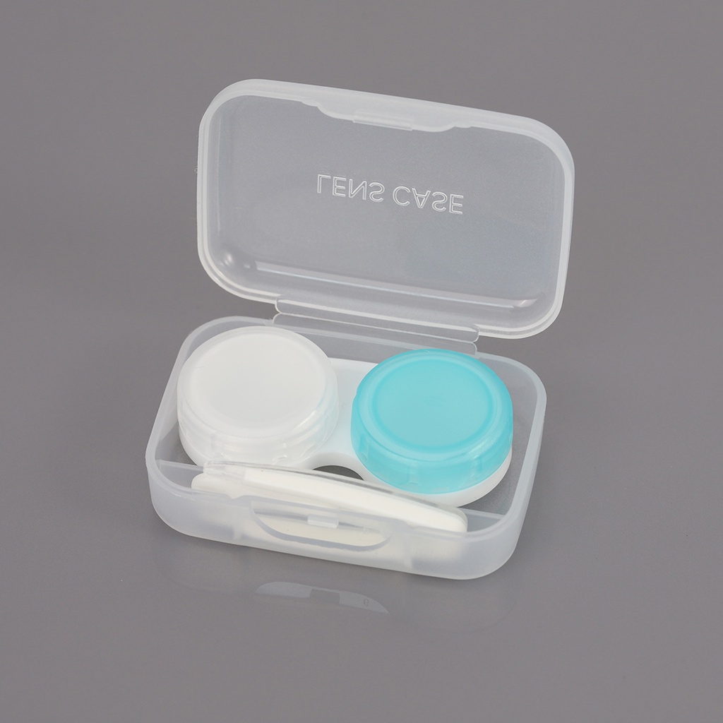 Travel Kit Mini Cute Warna Pastel Kotak Softlens / Tempat Soflens Case Transparant Softlen + Capitan + Tongkat