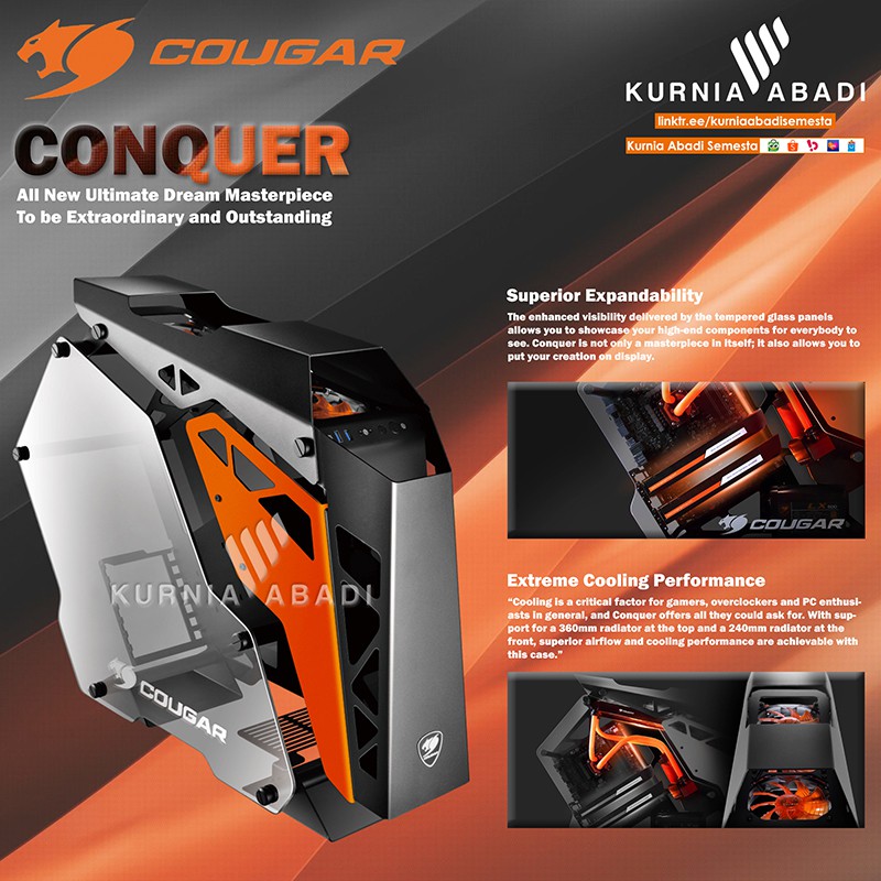 COUGAR GAMING CASE CONQUER MID TOWER Immaculate Tempered Glass