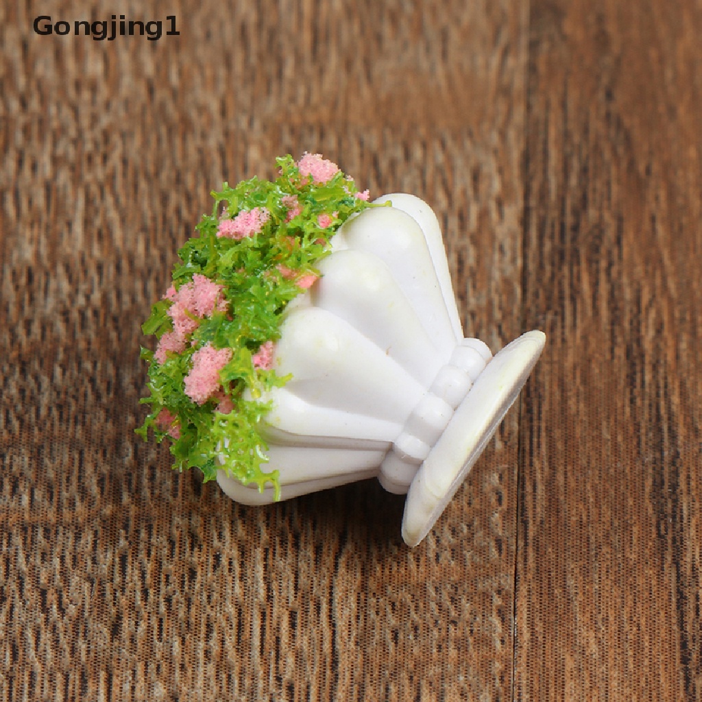 Gongjing1 2pcs Miniatur Pot Bunga / Tanaman Bonsai Skala 1: 12 Untuk Aksesoris Rumah Boneka