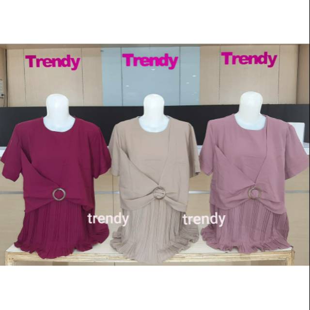 Blus Kombinasi Plisket