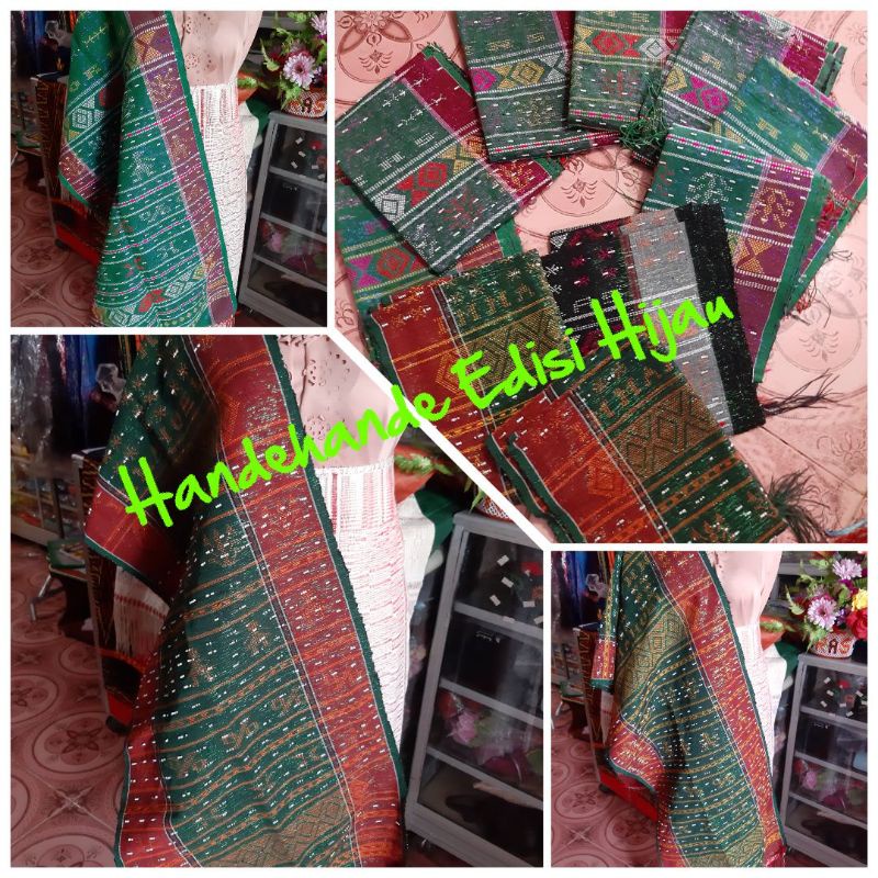 HANDE HANDE TENUN TANGAN TARUTUNG HIJAU SELENDANG ETNIK BATAK ULOS SADUM