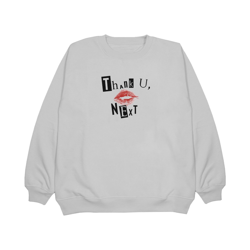 Myagen - Sweater Crewneck Wanita Sweatshirt ( Thank U Next ) Bahan Halus &amp; Tebal