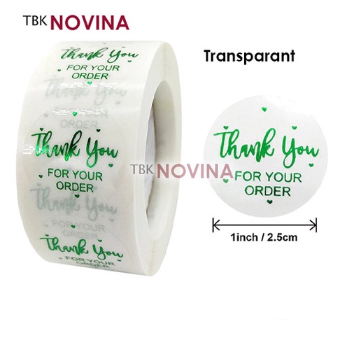 [KODE 110] Stiker Transparant Thank You / Label segel Terima kasih 2.5cm (10pcs)