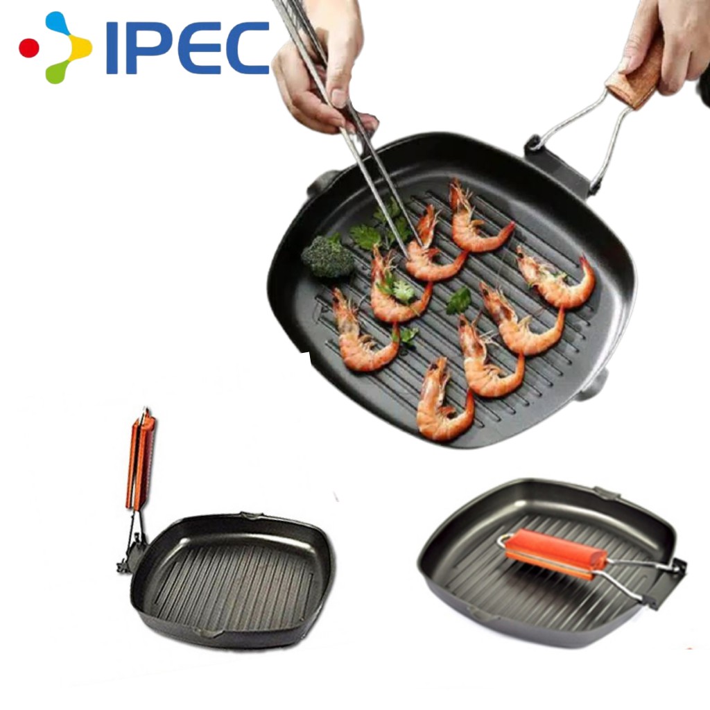 PANCI BBQ GRILL PAN / Alat Panggang Daging 2 sisi / alat pemanggang Barbeque Grill Pan doubele face 8532