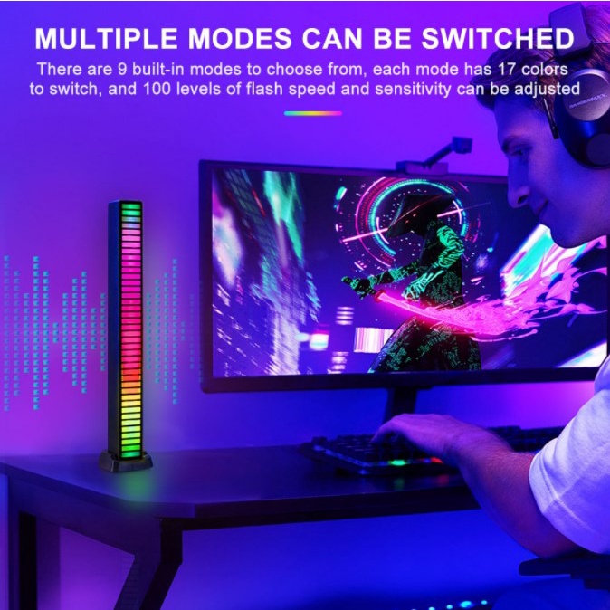 ⚡YZ Lampu LED RGB Bar Strip Spectrum Audio Indicator Music Sound Control Lamp Music Atmosphere Ligh