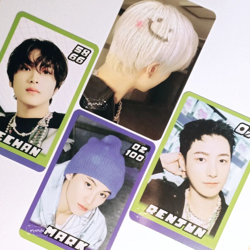 Trading card glitch mode jisung selca, haechan, mark, renjun concept ice game ver