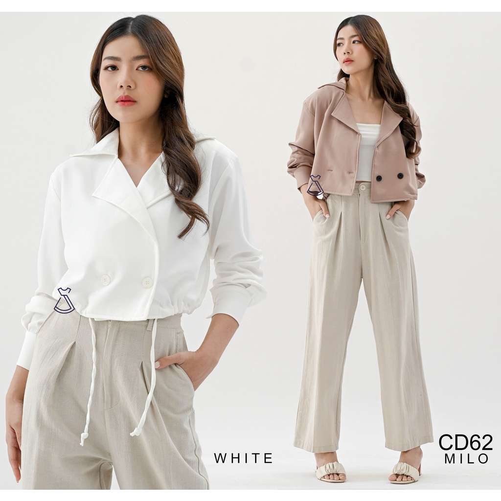 CD62 - Outer Blazer Wanita Basic Cropped Cotton Stylish Casual Look