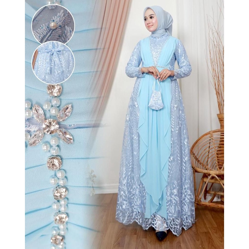 Gamis Slendang Payet Premium || Gamis Kombinasi Tille Cerutty Baby Doll || Gamis Wisuda Remaja Modern || Gamis Seragam Pesta Kekinian || [COD] Bayar di Tempat || Dress Kondangan Gamis Pesta Terbaru