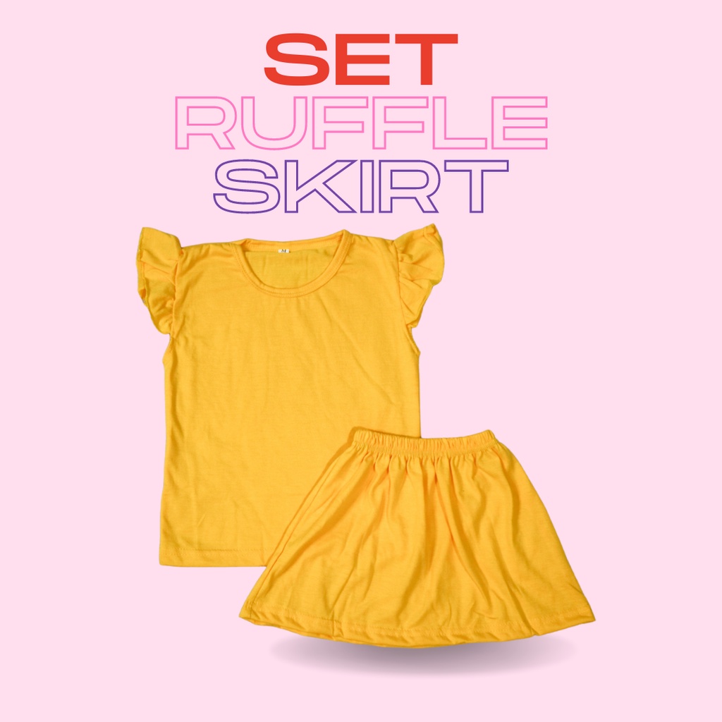 BabynKids - Setelan Rok  Ruffle Anak Perempuan / Setelan Rok Rempel / Set Anak Cewek / Setelan Rok Anak Perempuan / Setelan Anak Perempuan