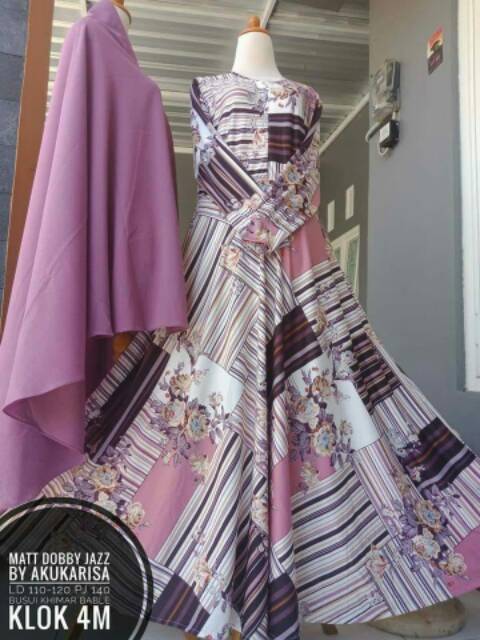 gamis plus khimar crepe Gamis LD 120 PB 137 oke punya bahannya dobby jazz