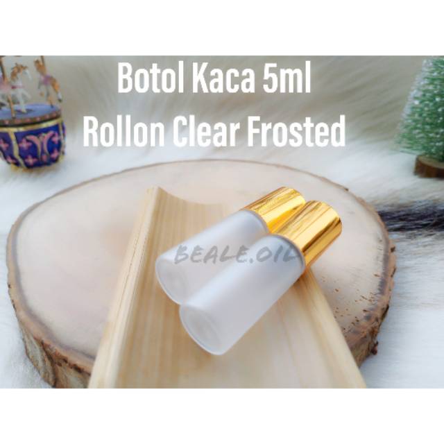 GOLD Botol Kaca Rollon Clear Frosted 5ml Botol Roll on Roller frozen