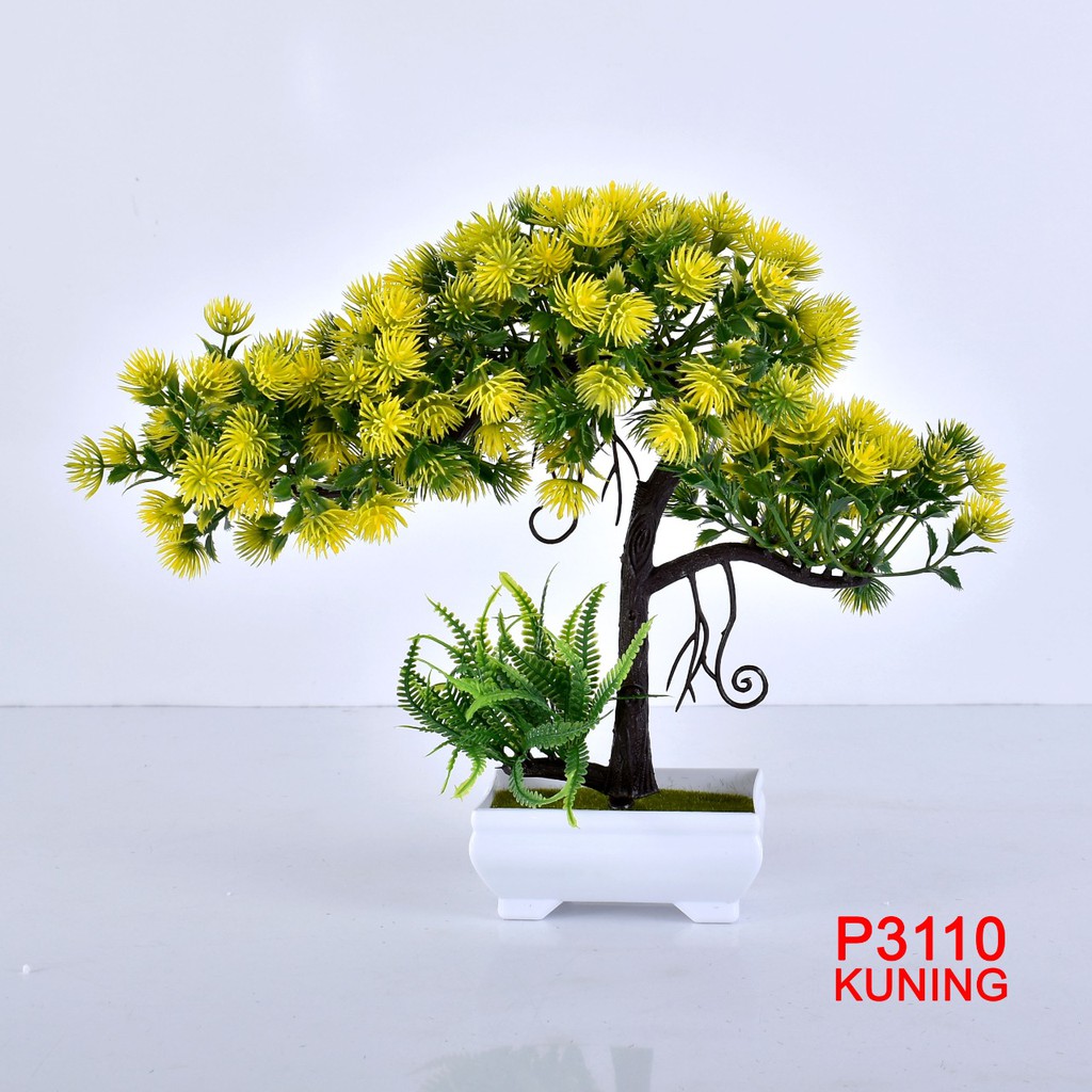COD/ TL88 TANAMAN BUNGA HIAS POT TANAMAN HIAS DEKORASI RUMAH  DAN BUNGA PLASTIK  P3110-KUNING