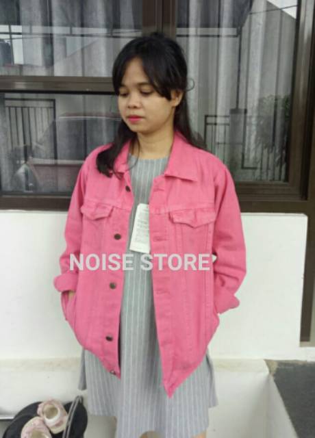 Jaket Jeans Pink Muda Oversize Premium Quality