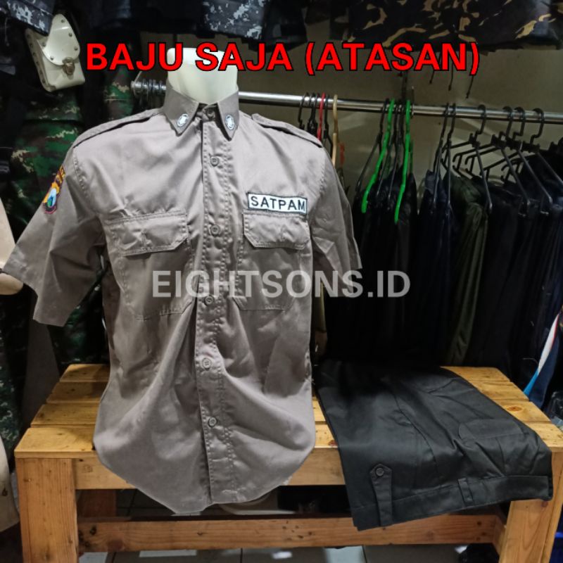 BAJU KEMEJA SERAGAM PDH LENGAN PENDEK SATPAM SECURITY COKLAT TERBARU