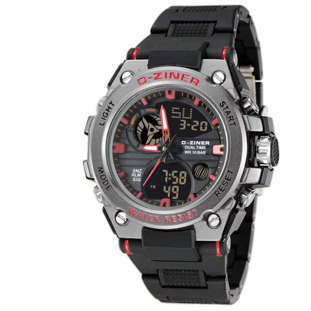 Jam Tangan Pria D-Ziner Original Dual Time Water Resist