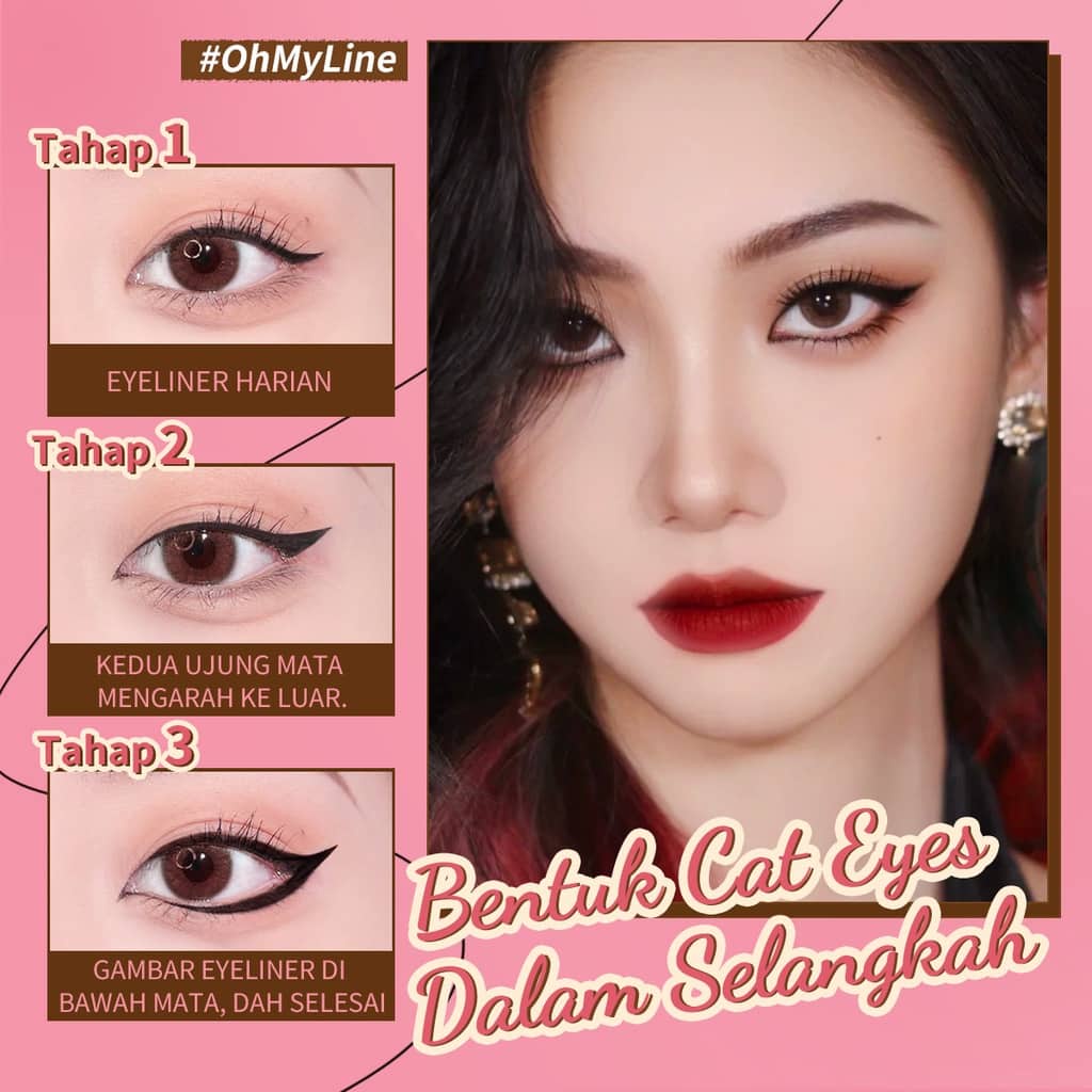 PINKFLASH Eyeliner Pen - Waterproof / Anti Air - Easy Eye Liner / Eyebrow Original BPOM - PINK FLASH Oh My Line