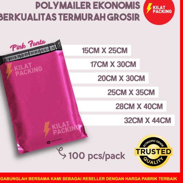 

♡ POLYMAILER EKONOMIS PINK VARIAN - PLASTIK PACKING ONLINE MURAH /PACK - 17CM X 30CM ❇