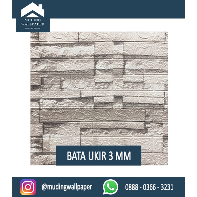 Wallpaper Bata Putih 3D Foam 77 x 70 cm-Batu Ukir 3 MM