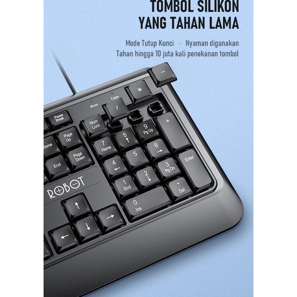 ROBOT KM2600 Keyboard & Mouse Kabel Combo 104 Key 1200 DPI Komputer / Laptop New KM2500 - Garansi Resmi 1 Tahun-6