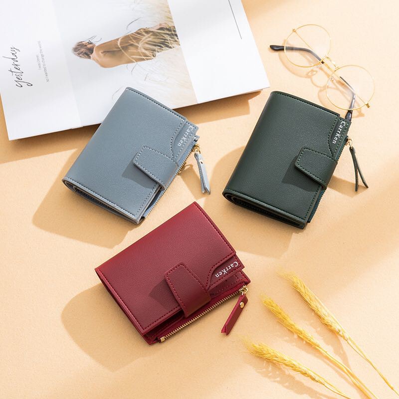 ♥DPS829♥D26-1 COD COD DOMPET PRIA IMPORT MATERIAL PU DOMPET PENDEK DOMPET LIPAT-1