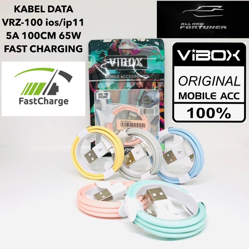 KABEL DATA MACARON VIBOX VRZ-100 5A 100CM 65W  FAST CHARGING MICRO Promo Sen