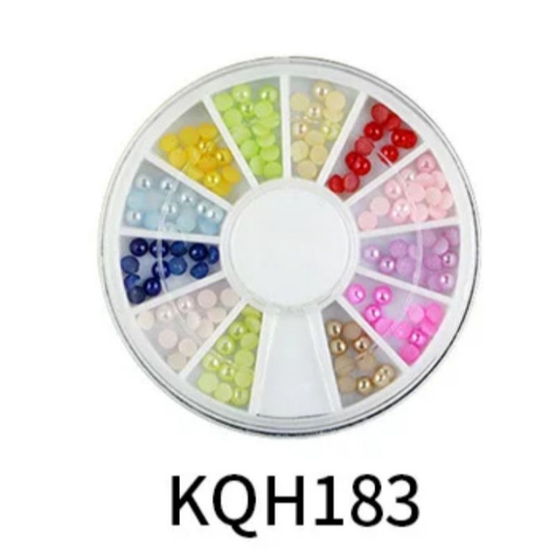 Mutiara Belah 12 Warna diameter 3mm untuk dekorasi Nail Arts/Half Pearl