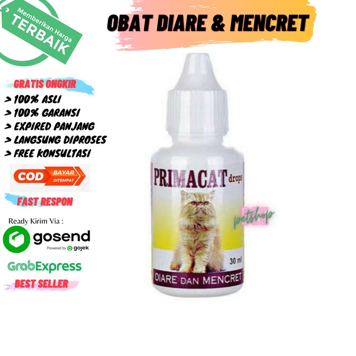 Obat PRIMA CAT drops Diare Mencret Kucing Anak Dewasa 30ml