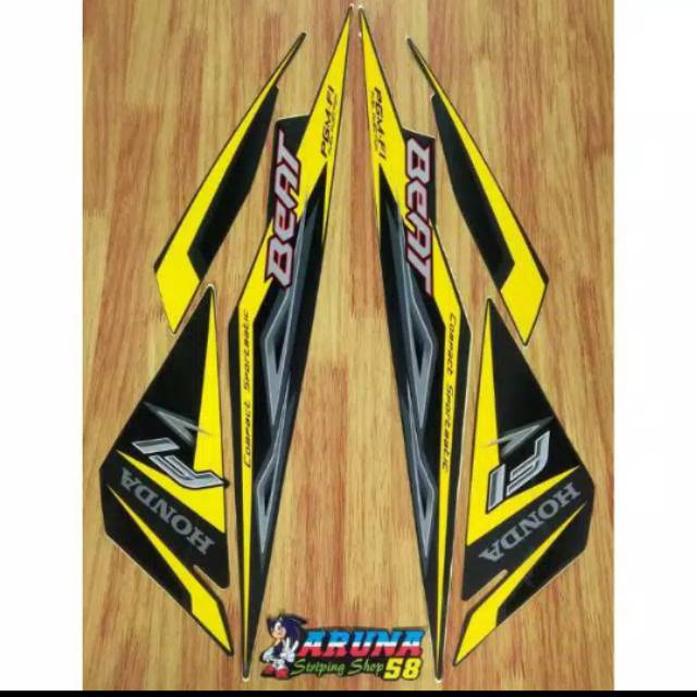 Striping Honda Beat FI Esp Warna Hitam Kuning Tahun 2015