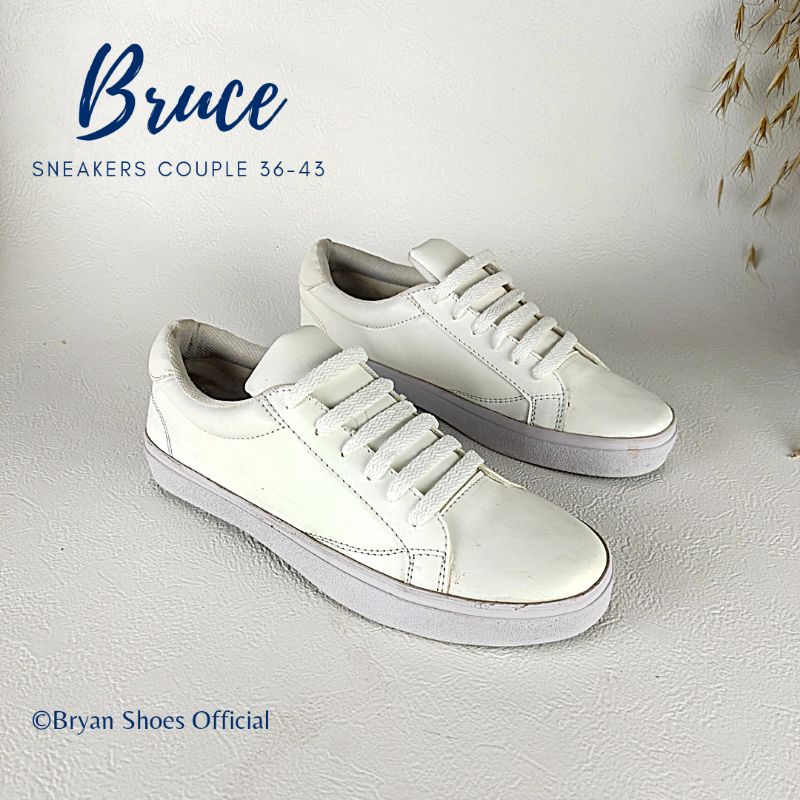 Bryan Calleb Sneakers Couple Tali Putih Polos Kuliah Kerja Sekolah Sepatu Kets Pria Wanita Unisex 36-40 41 42 43 Jumbo Bigsize Oversize