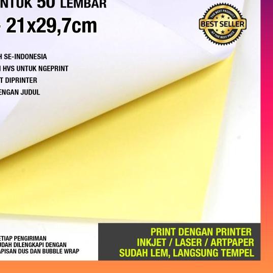 

❅ [A4 - PAKET 50 LEMBAR] STICKER STIKER POLOS HVS DOFF / GLOSSY / KRAFT - Doff BP Premium ♣