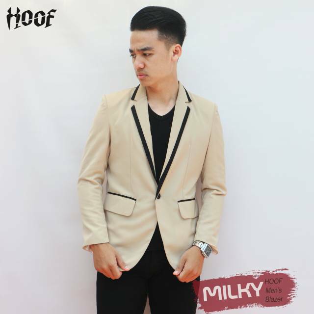 BLAZER PRIA Milky - BLAZER CREAM Casual - BLAZER SLIMFIT Warna Cream