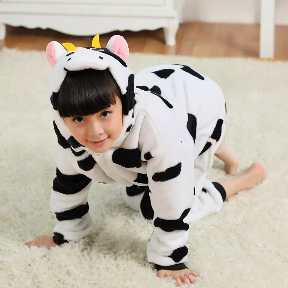 KOSTUM ONESIE SAPI COW COSPLAY PIYAMA ANAK