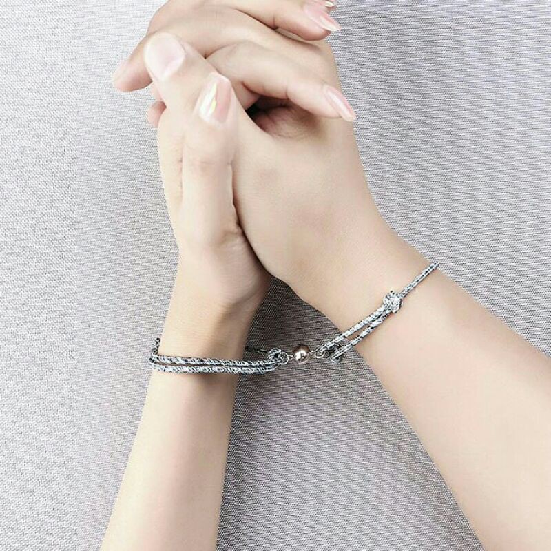 2 pcs Gelang Magnet Couple Infinity Bracelet