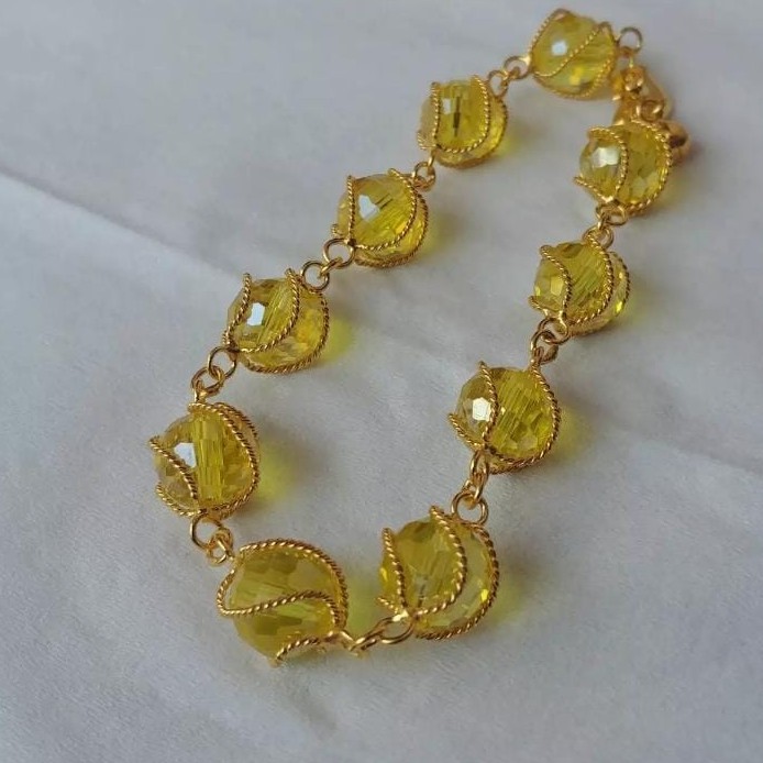 Gelang Kurung Lapis Emas Kristal Kuning