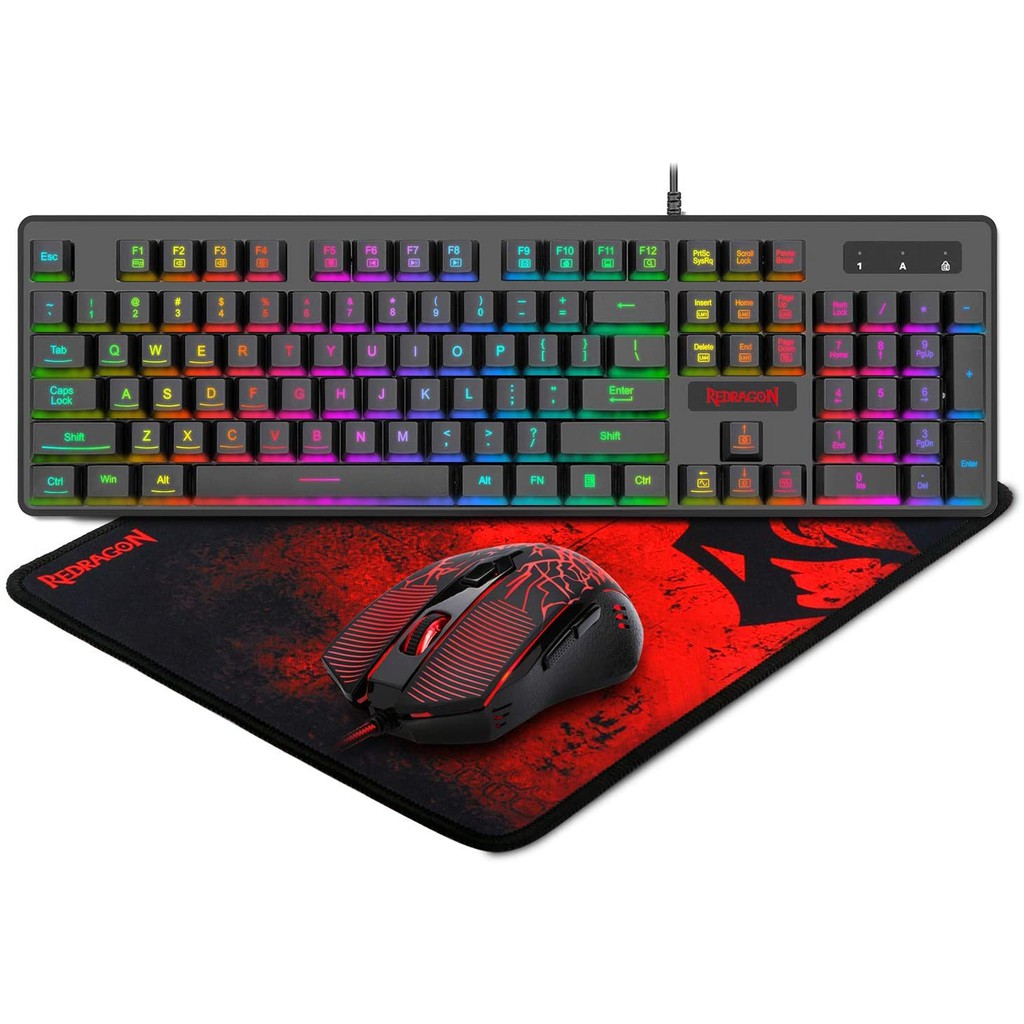 Keyboard Mousepad Mouse Redragon wired Gaming rgb 3in1 Combo S107