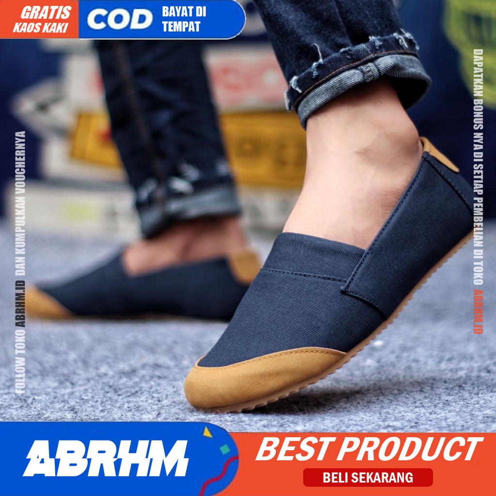 ABRHM X KEN Sepatu Slip On Pria Casual Original Santai Gaya Keren Kekinian Original Murah Terlaris