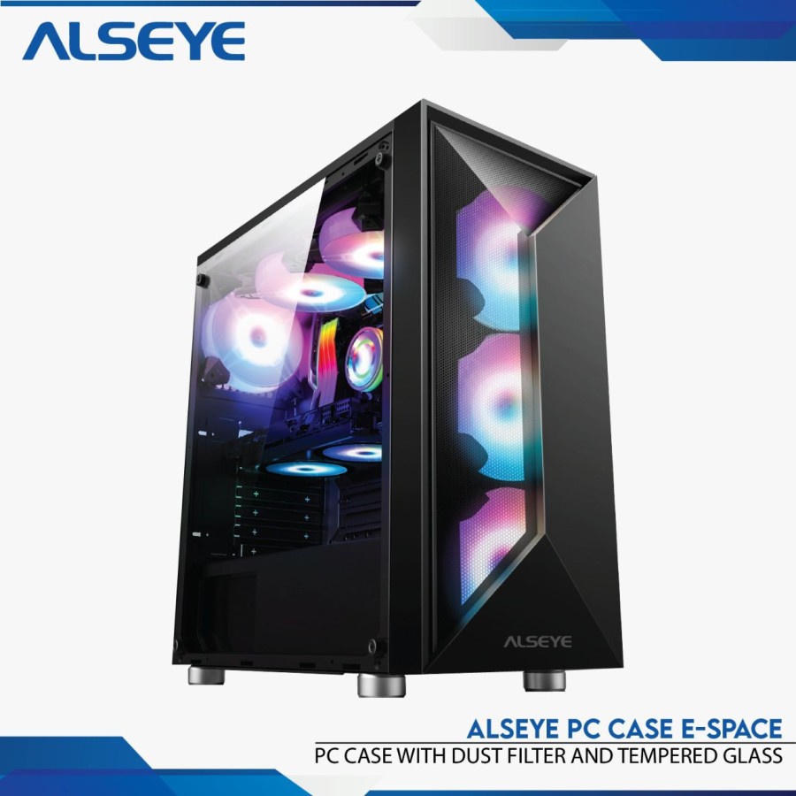 Alseye E-Space Casing Komputer / PC Case Gaming include 2 Fan RGB