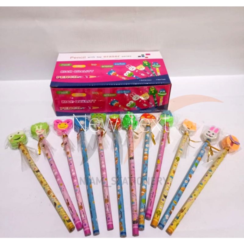 

SATU PACK ( 24 PCS ) PENSIL PLUS PENGHAPUS KARAKTER LUCU MURAH