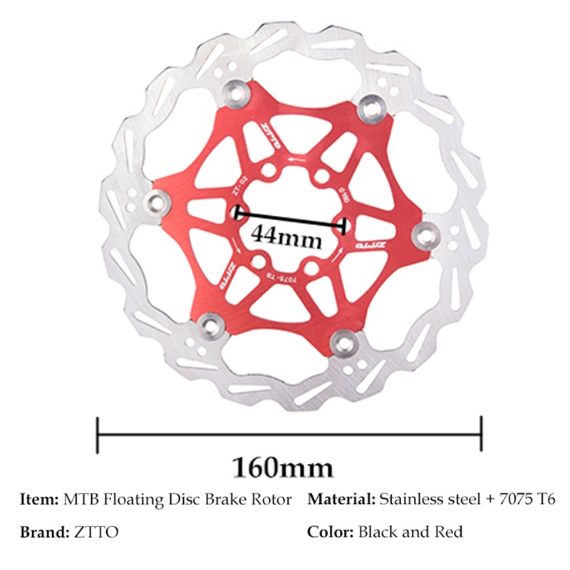 ZTTO Cakram Rem Sepeda MTB 160Mm/180Mm Cakram Rem Floating Bahan Baja Tahan Karat, Cakram Mengambang Suku Cadang Sepeda MTB Pengereman Hidrolik
