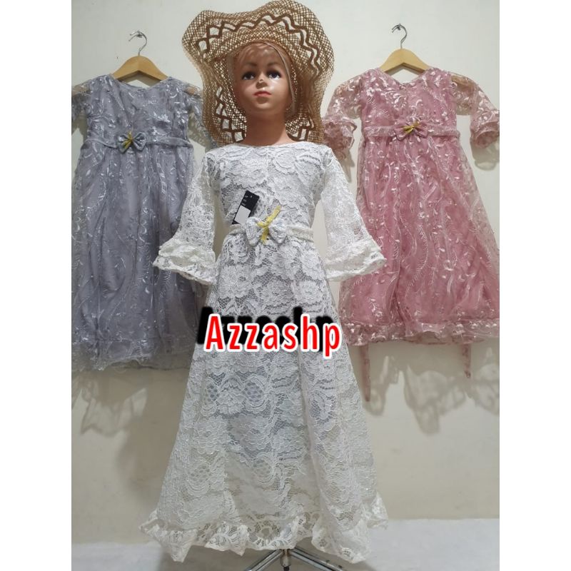 DRESS GAMIS FULL BRUKAT LENGAN TEROMPET