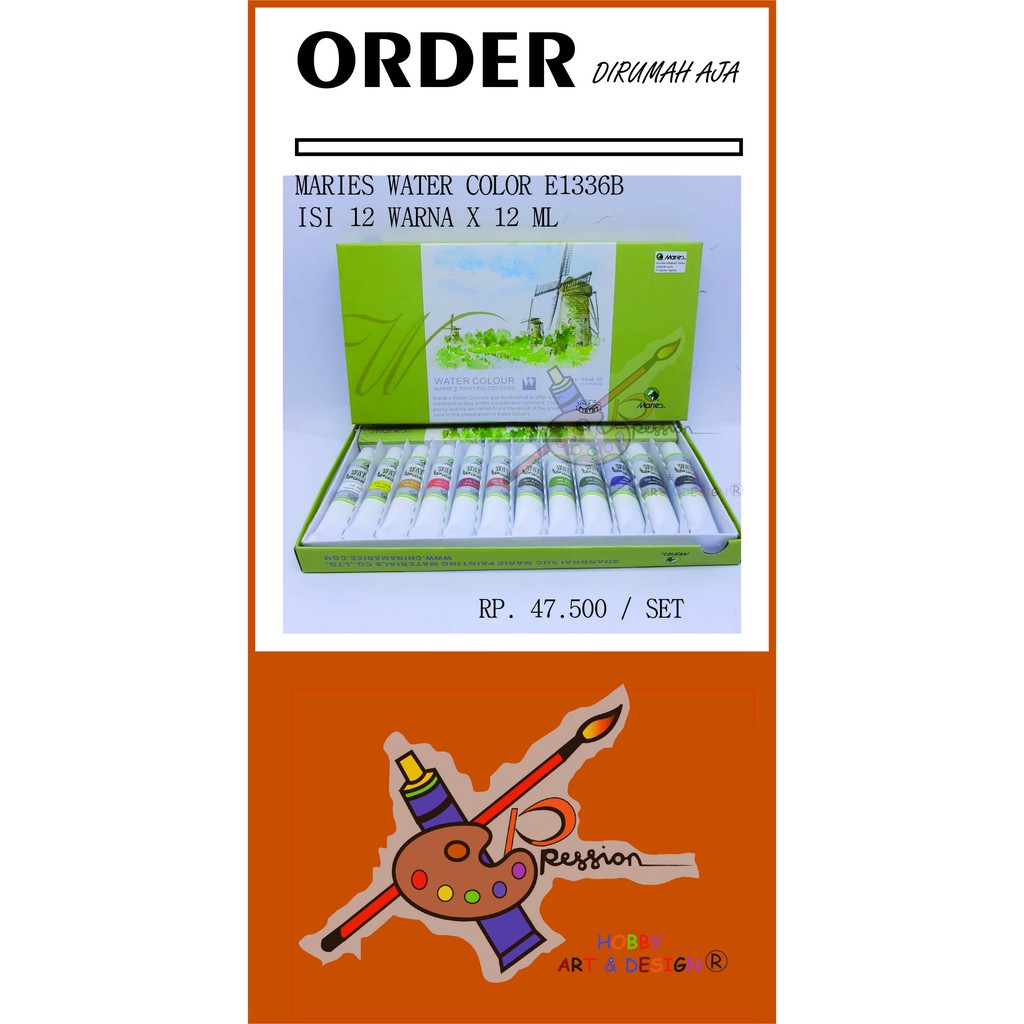 

MARIES WATER COLOUR SET 12CLR X 12ML / E 1336B