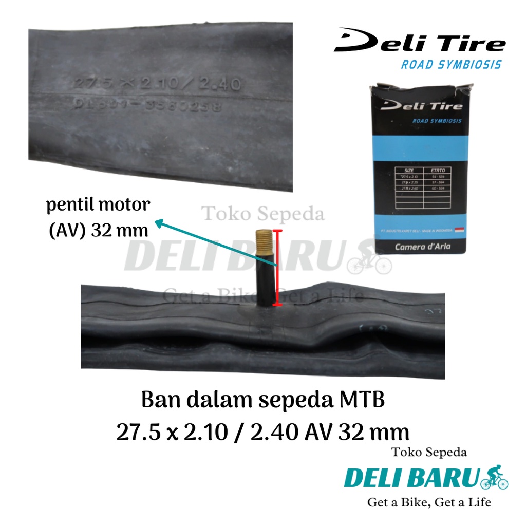 Deli tire Ban dalam 27.5 x 2.10 / 2.40 lebar pentil motor AV sepeda MTB