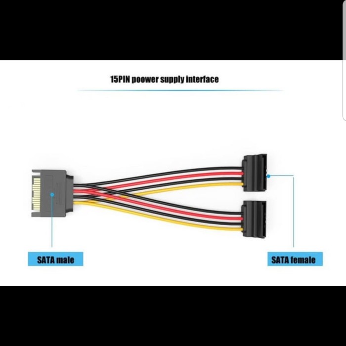 Vention KDB Original kabel sata power 1 to 2 15 pin with clip splitter