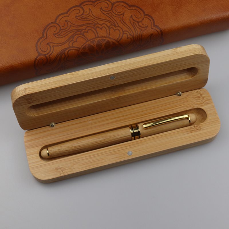 {LUCKID}Bamboo Ballpoint Pen Box Case Custom Pen Favors Father's Day Back To School Gift